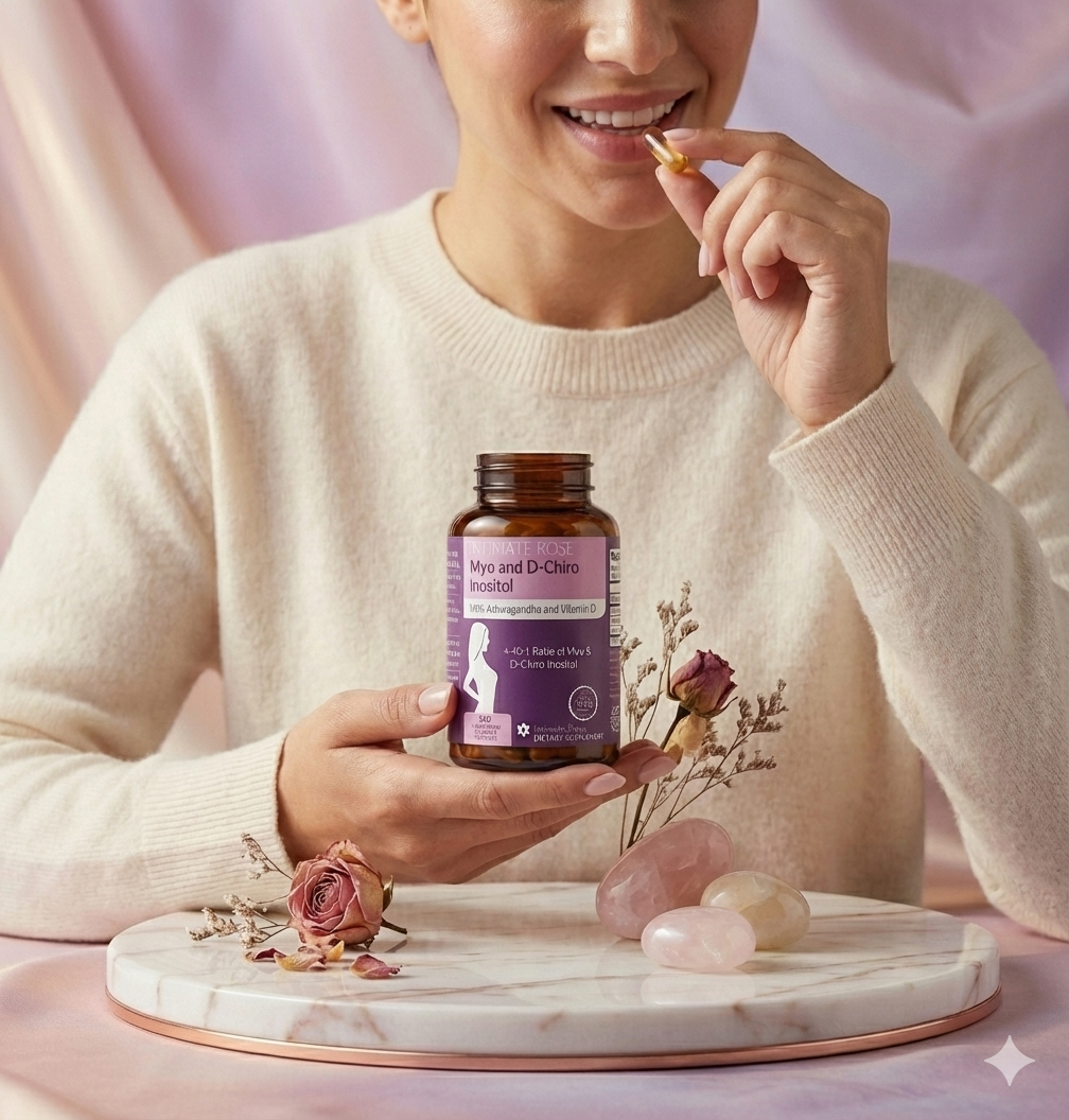 Myo and D-Chiro Inositol: Cápsulas para el equilibrio hormonal femenino y ciclos regulares.