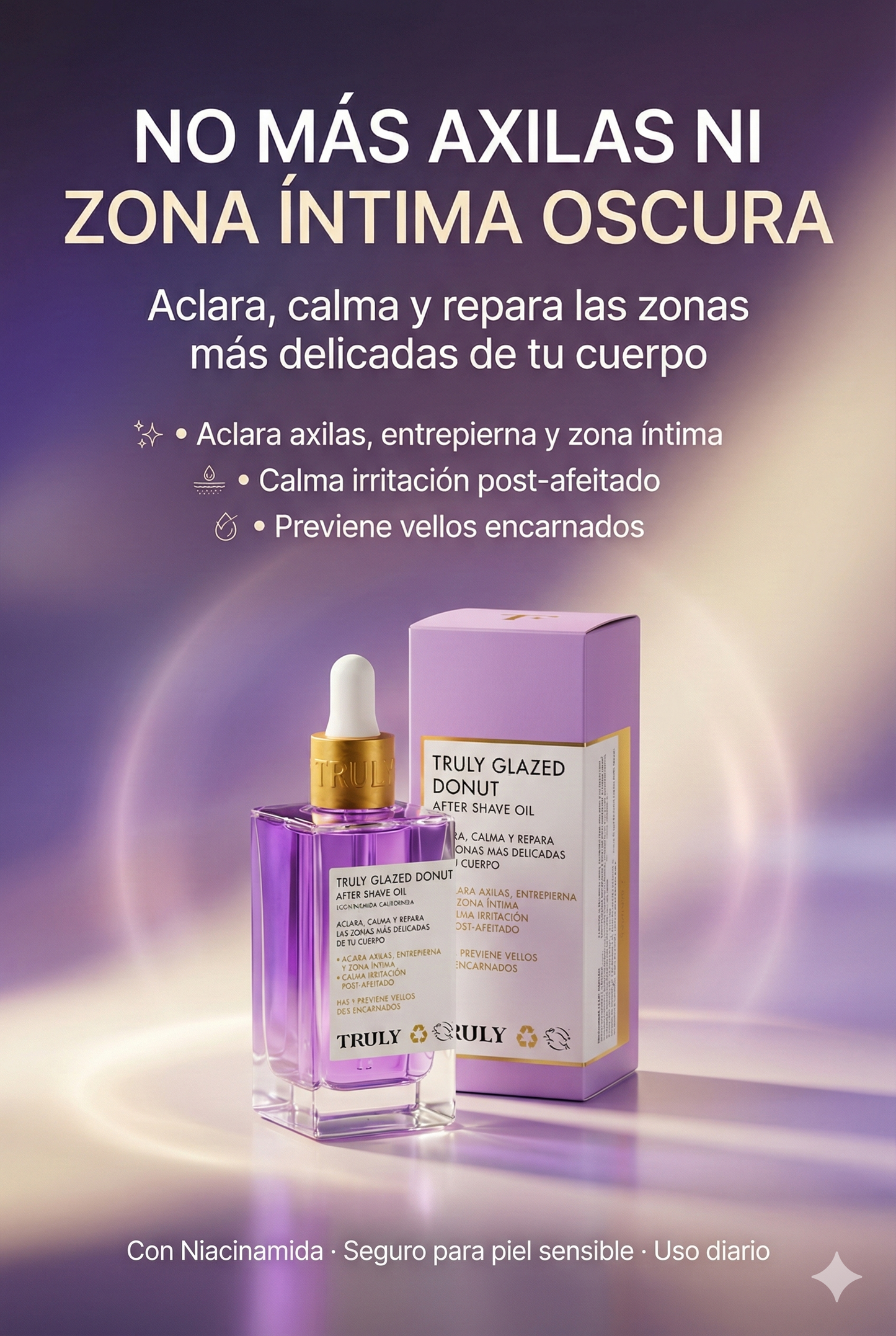 Truly Glazed Donut After Shave Oil: Aclara, calma y protege las zonas más delicadas de tu cuerpo.