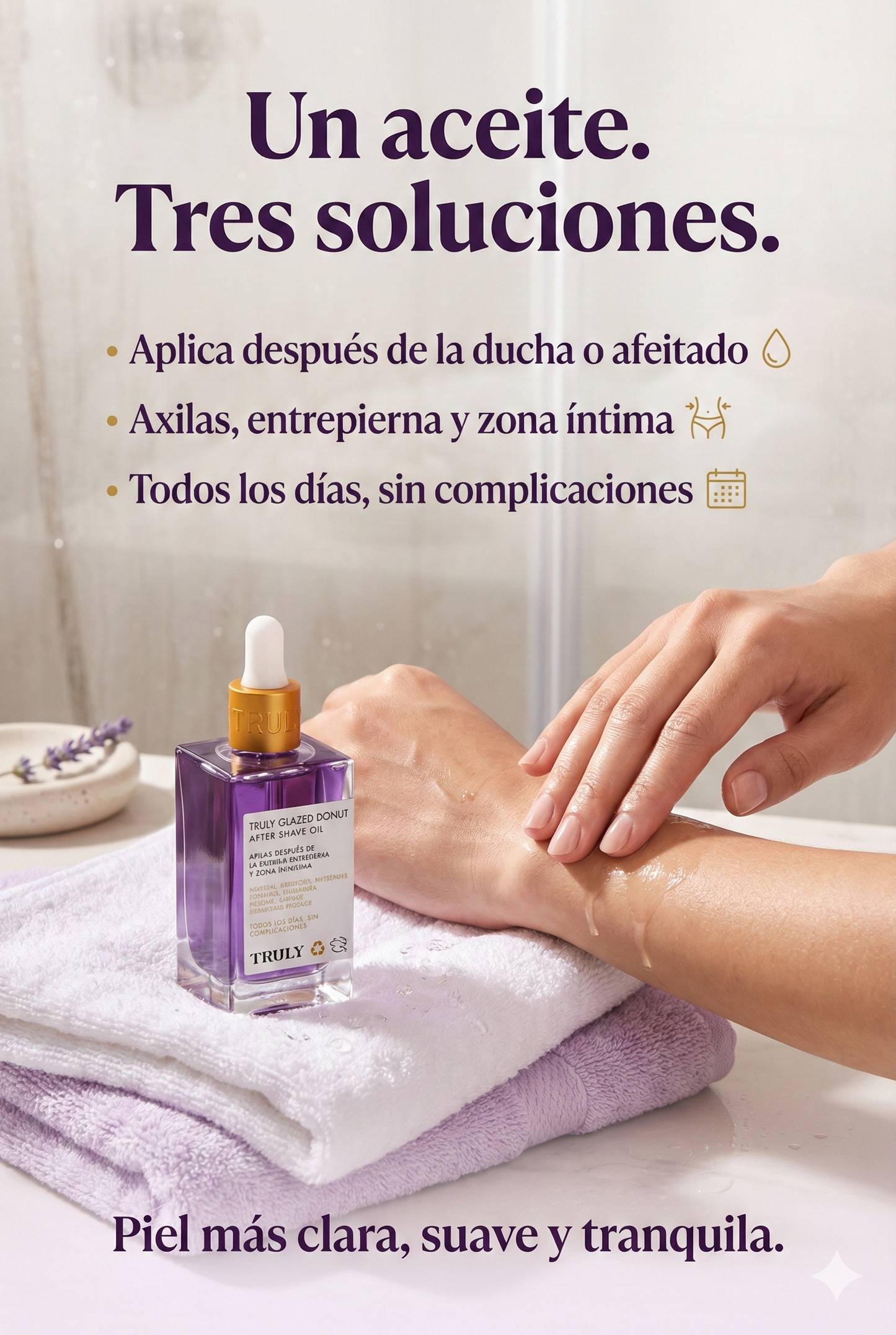 Truly Glazed Donut After Shave Oil: Aclara, calma y protege las zonas más delicadas de tu cuerpo.