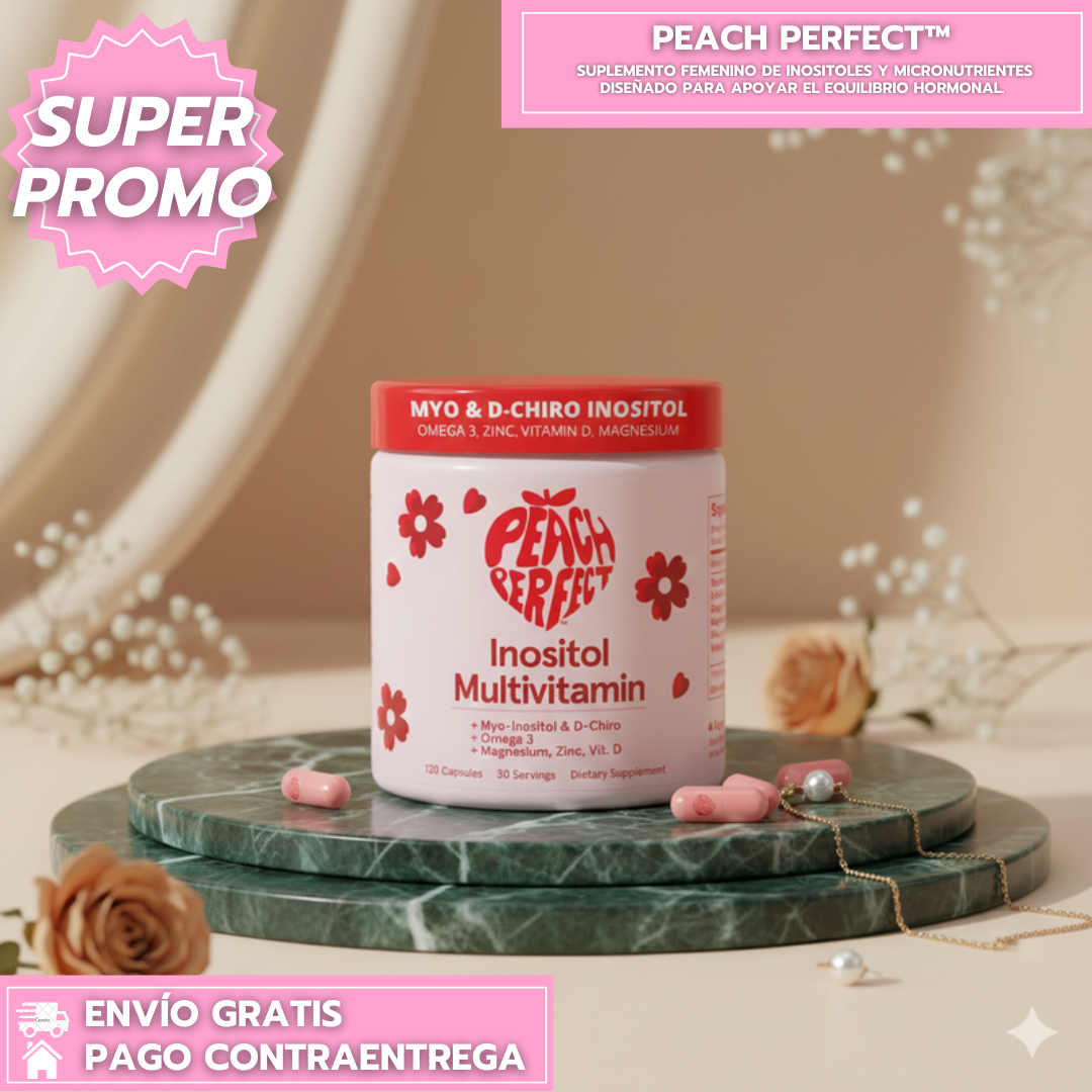 Peach Perfect: Suplemento femenino de inositoles y micronutrientes diseñado para apoyar el equilibrio hormonal