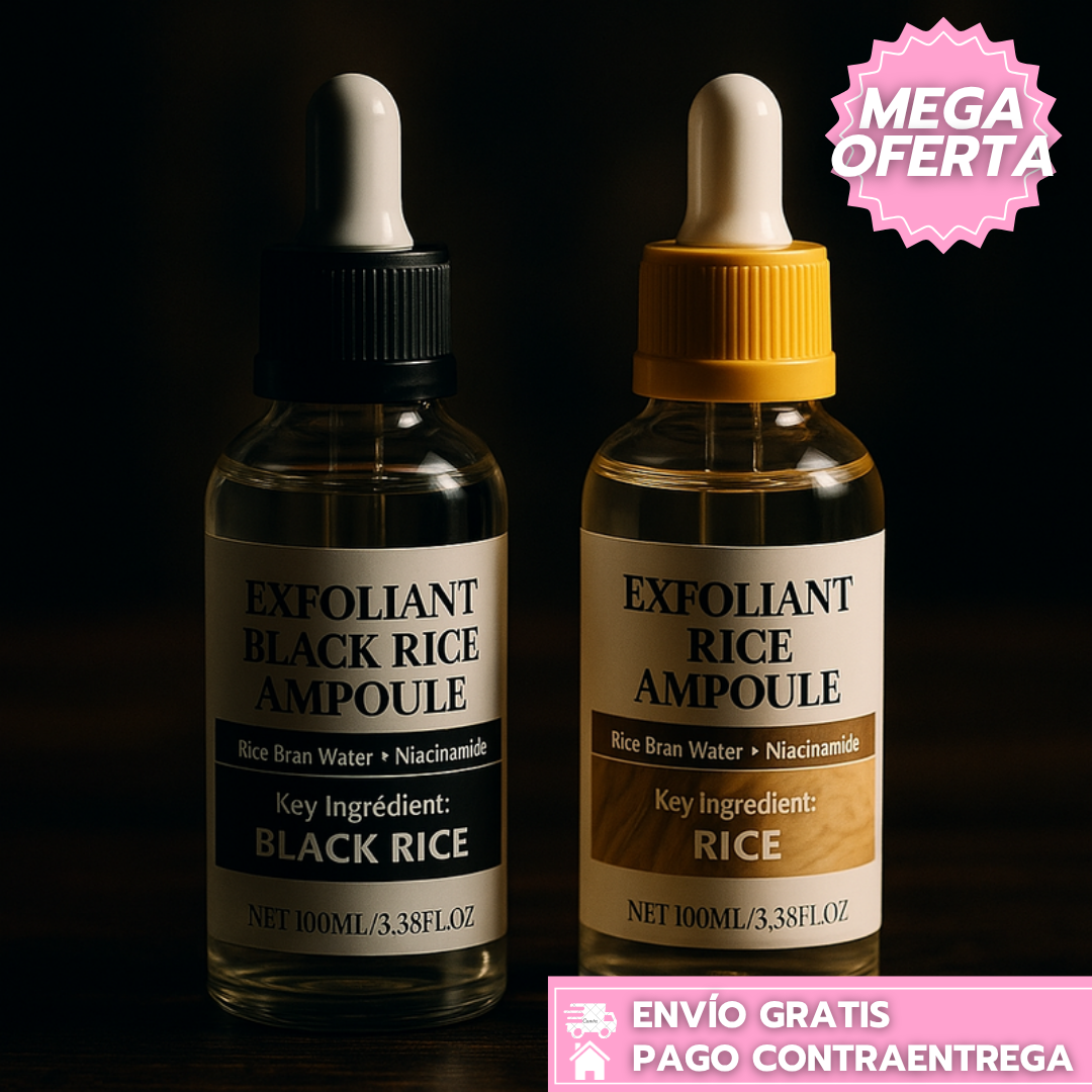 Dr Melaxin exfoliante duo™️: Exfoliante suave de doble arroz que ilumina y alisa la piel sin irritar.